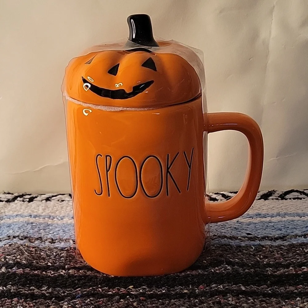 🎃 Rae Dunn Spooky Pumpkin Halloween Mug & Topper